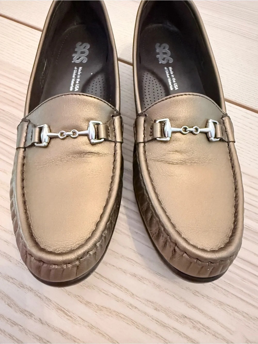 SAS Metro Loafers Women’s 10 Slim Bronze Metallic Leather Horsebit USA